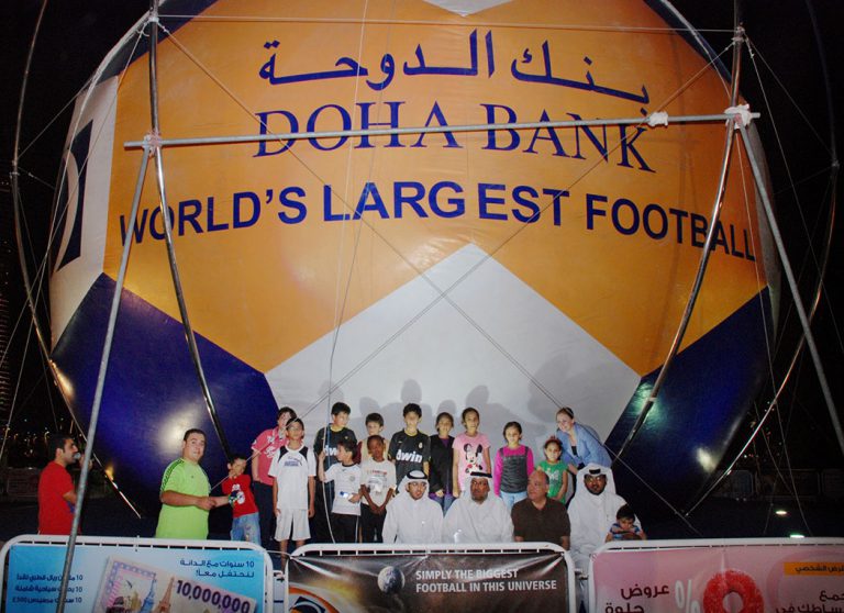 Doha Bank Displays Guinness World Record Soccer Ball at Aspire Doha