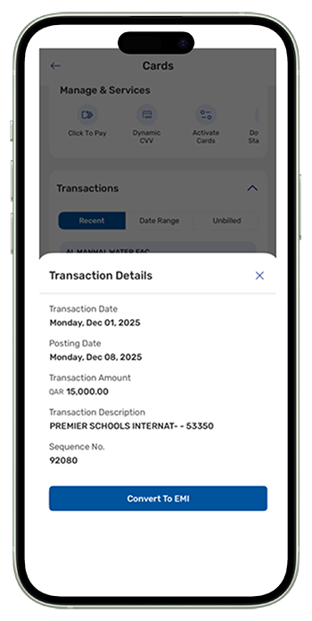 select transaction to convert